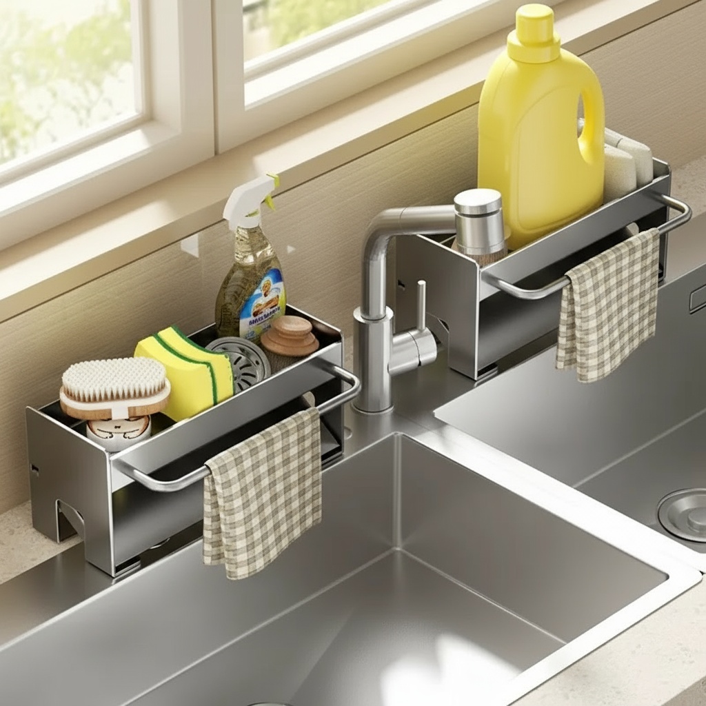Kitchen drain artifact sink storage rack 3 01