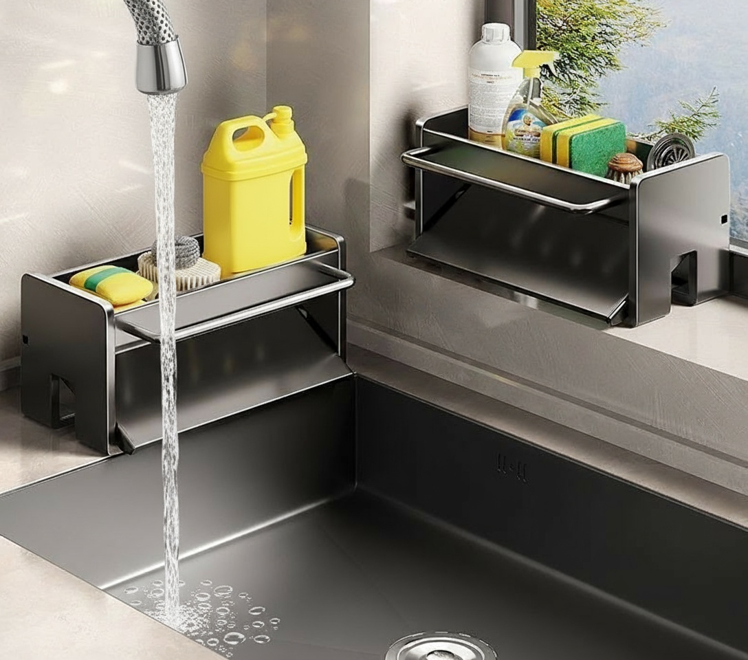 Dishcloth drainer and dish soap storage rack 7