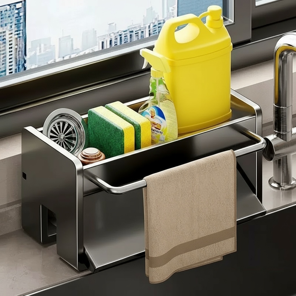 Dishcloth drainer and dish soap storage rack 7