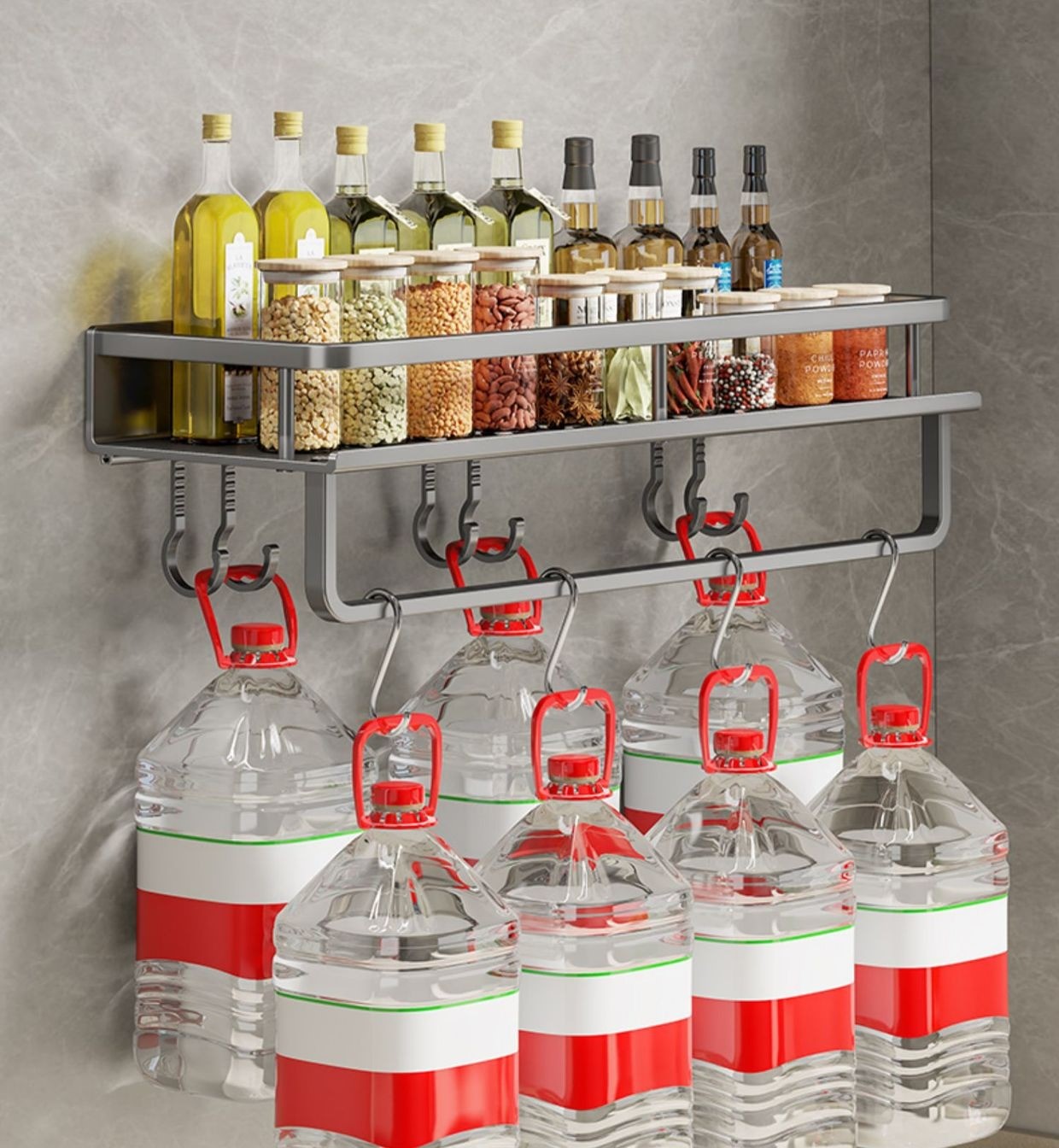 Multifunctional kitchen wall-mounted storage rack 5