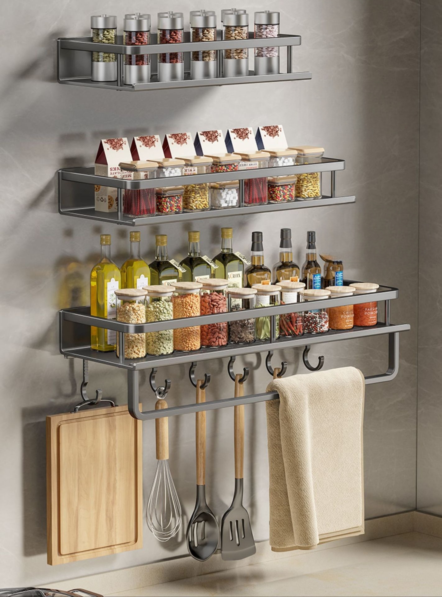 Multifunctional kitchen wall-mounted storage rack 5