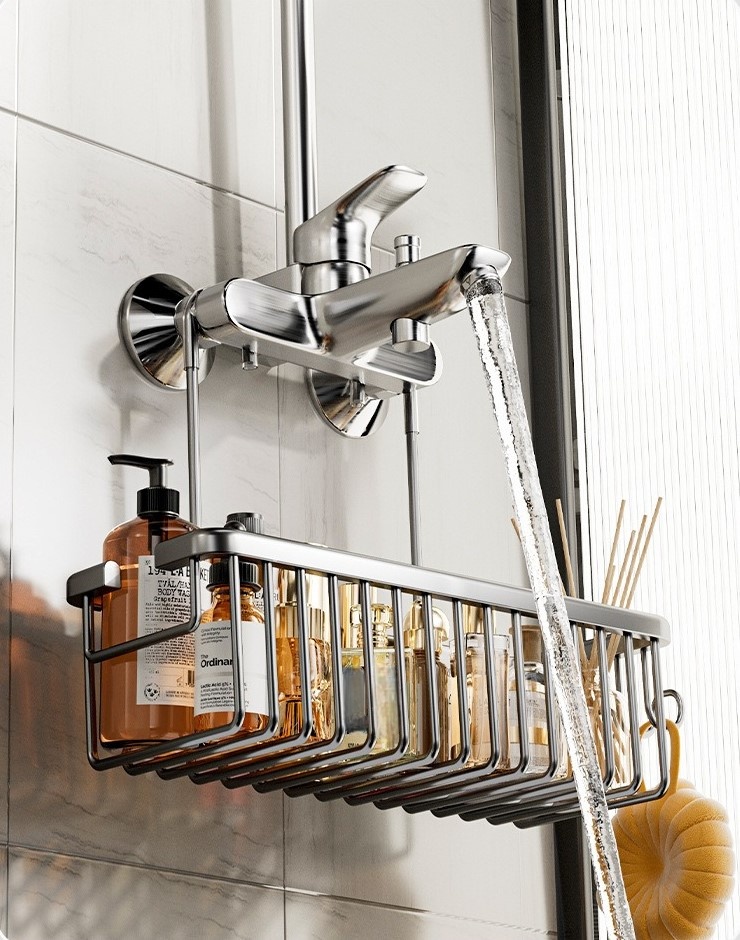 No-drill bathroom shower head and shower gel holder 20 01