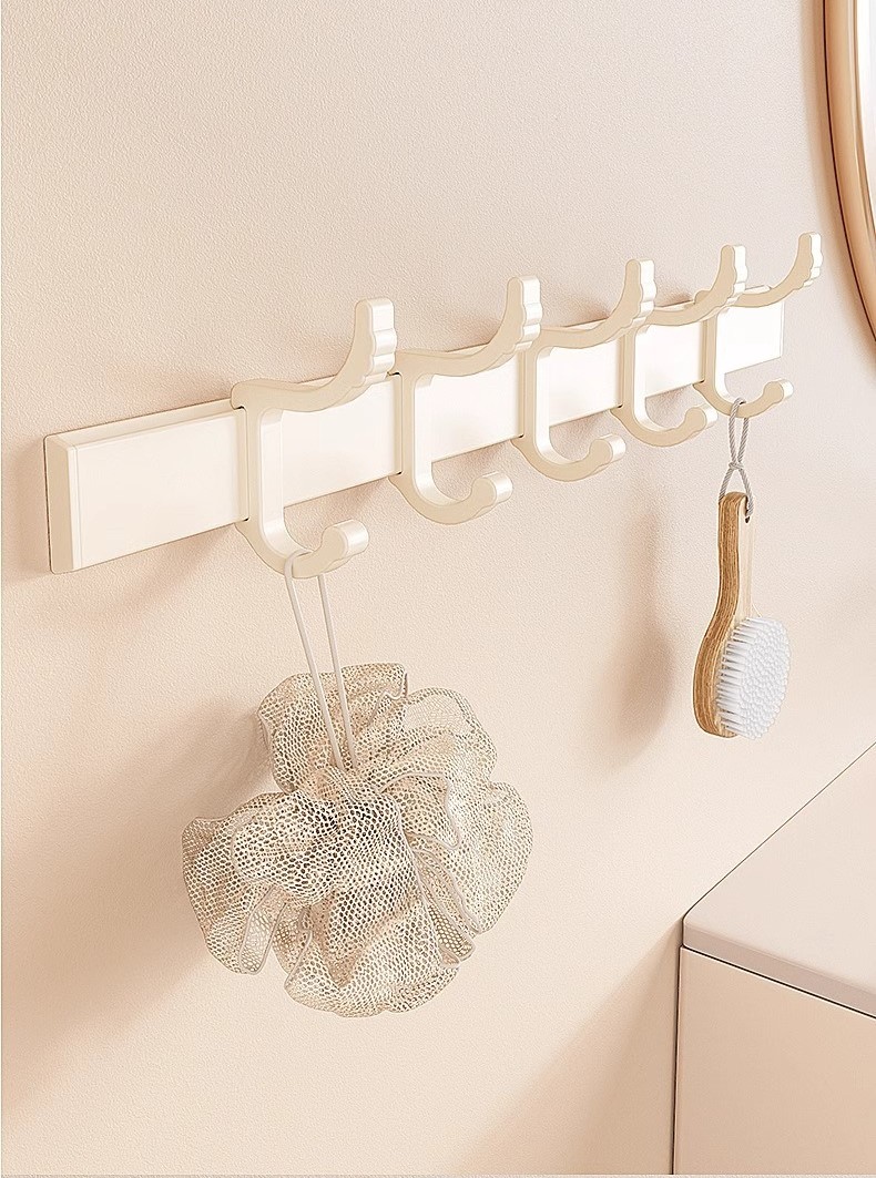 No-drill bathroom wall-mounted milky white towel rack 19