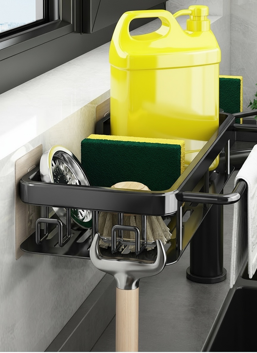 No-drill sink and dishcloth rack 4