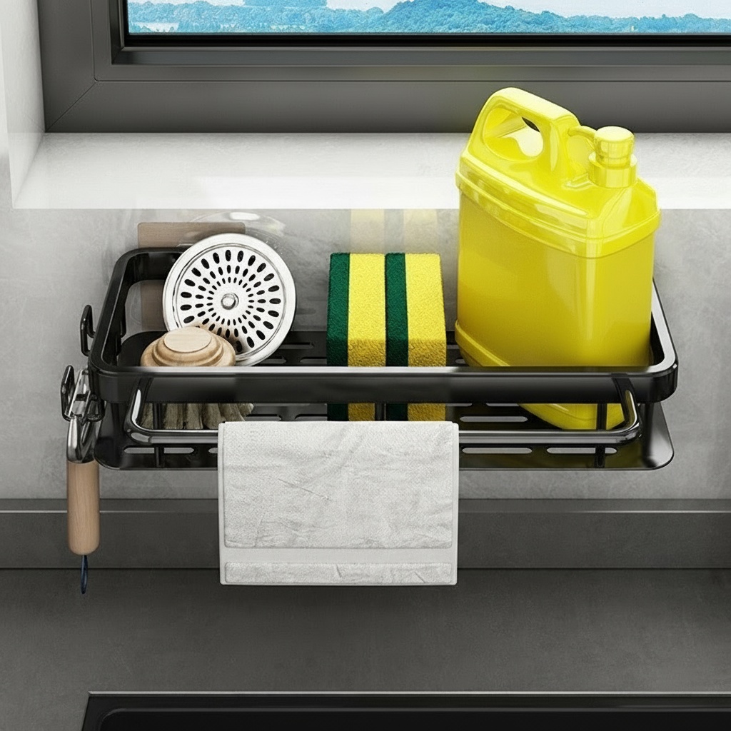 No-drill sink and dishcloth rack 4