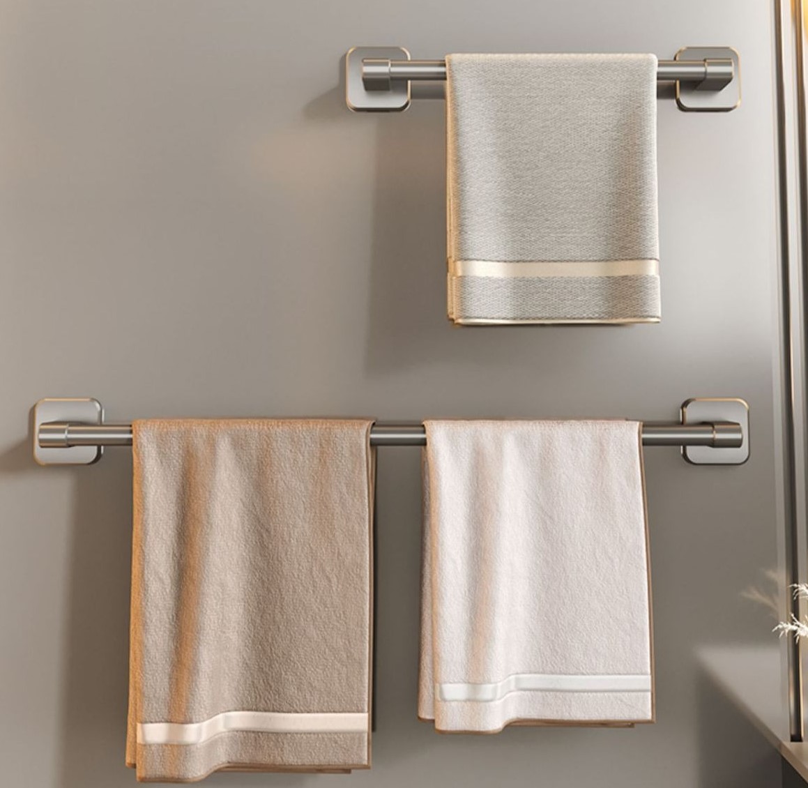 No-drill wall-mounted towel rack for bathroom storage 16 02
