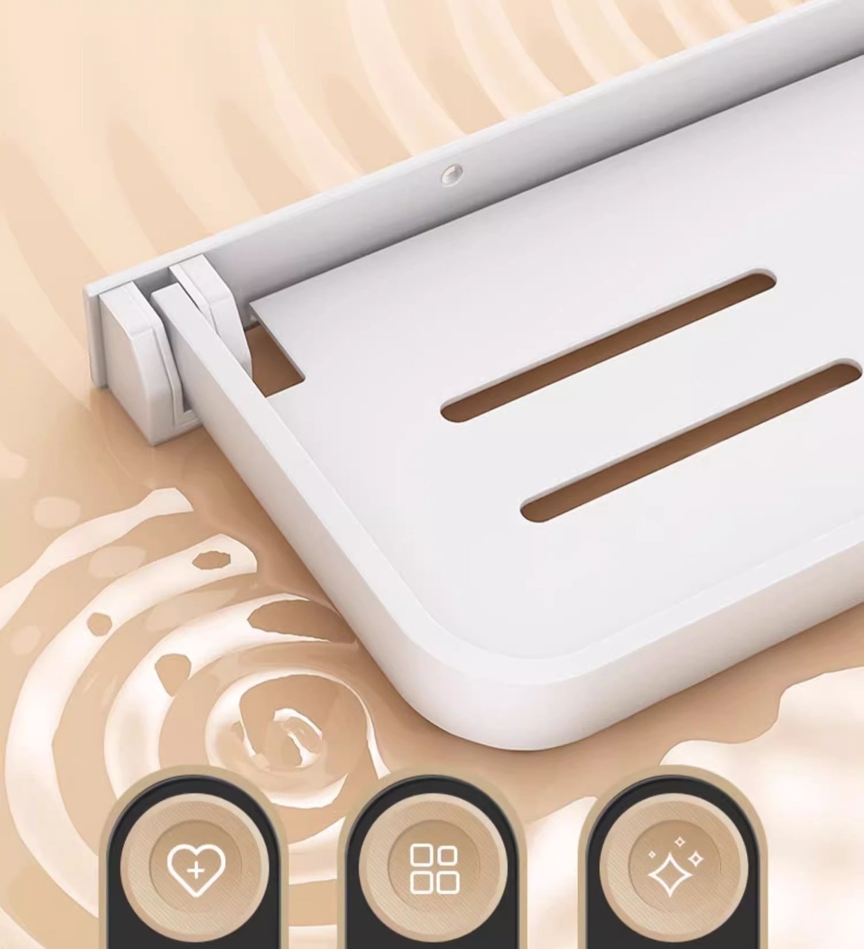 Bathroom phone and cosmetics folding tray wall mount 25 01