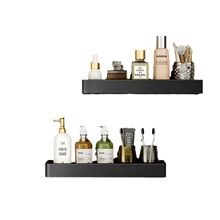 Black no-drill bathroom wall storage shelf 39