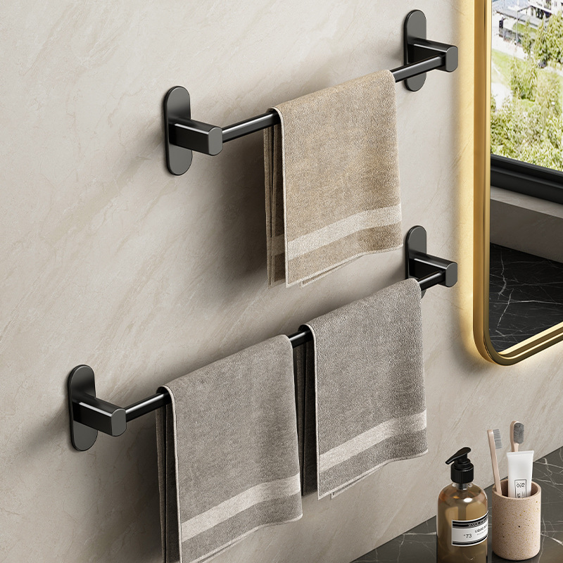 Black single bar bathroom towel rack 34 02