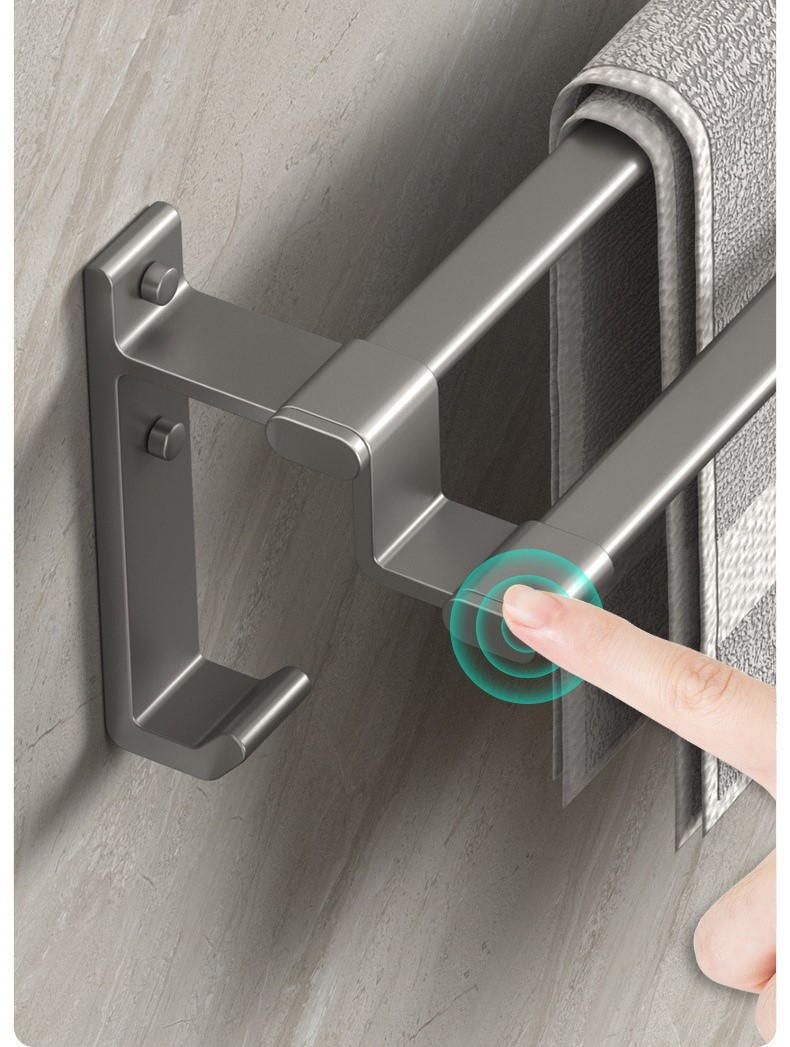 Space aluminum double towel bar bathroom towel rack 37 02