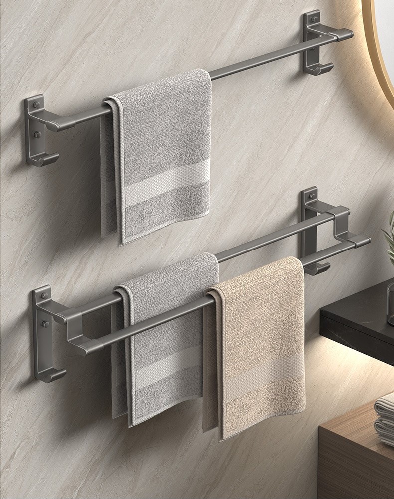 Space aluminum double towel bar bathroom towel rack 37 01