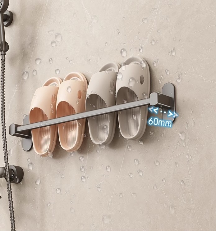 Space aluminum drainable bathroom slipper rack 29