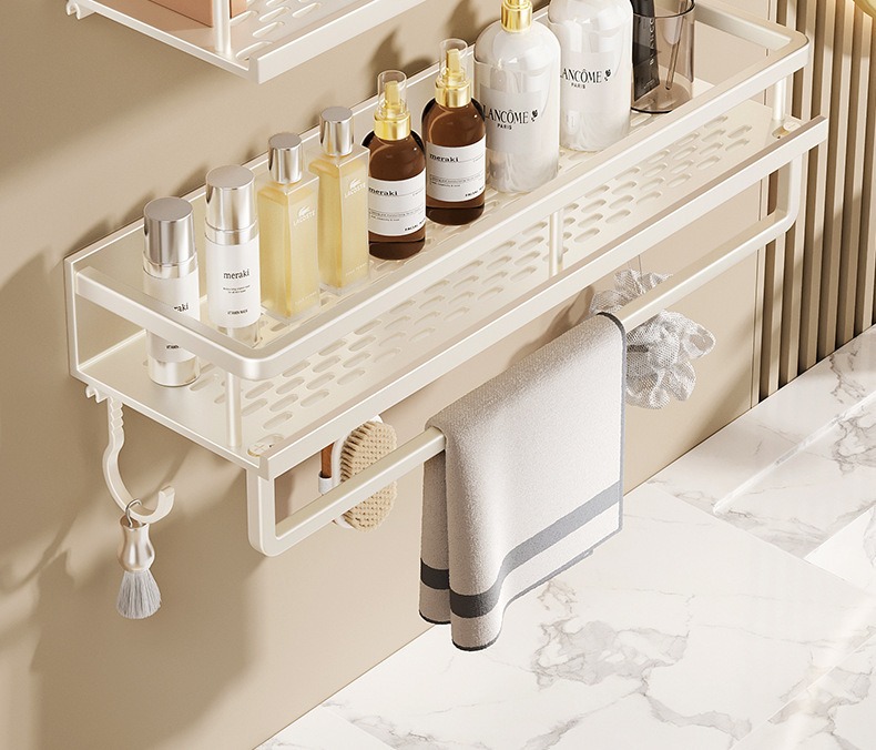 White space aluminum wall-mounted bathroom storage rack 41