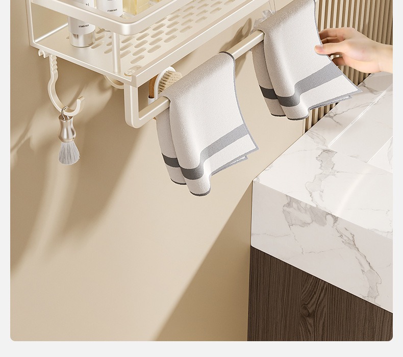 White space aluminum wall-mounted bathroom storage rack 41