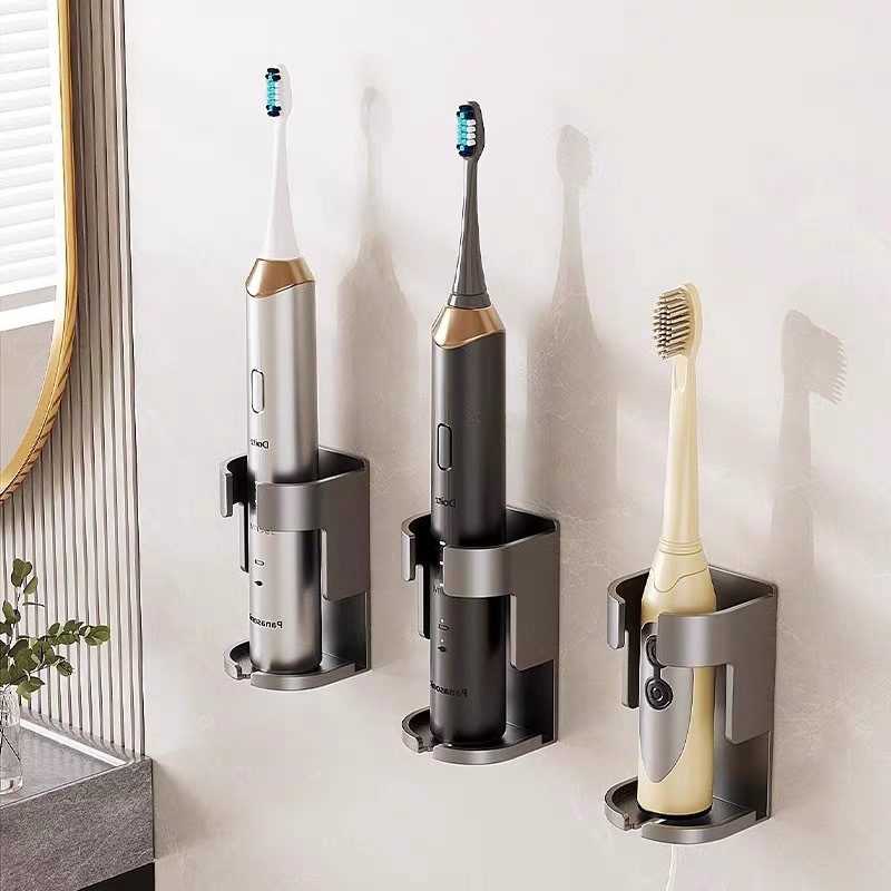 Black no-drill wall-mounted electric toothbrush holder 49 02