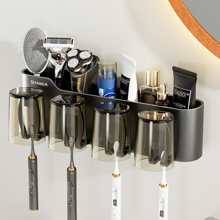 Easy-to-disassemble toothbrush and mouthwash cup holder 56 02