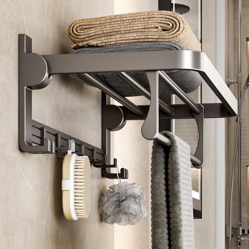 Gray no-drill suction cup bathroom towel rack 42