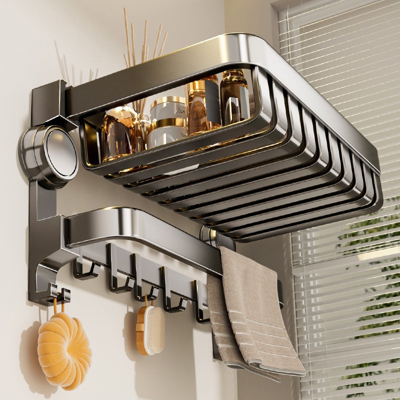 Gray no-drill suction cup bathroom towel rack 42