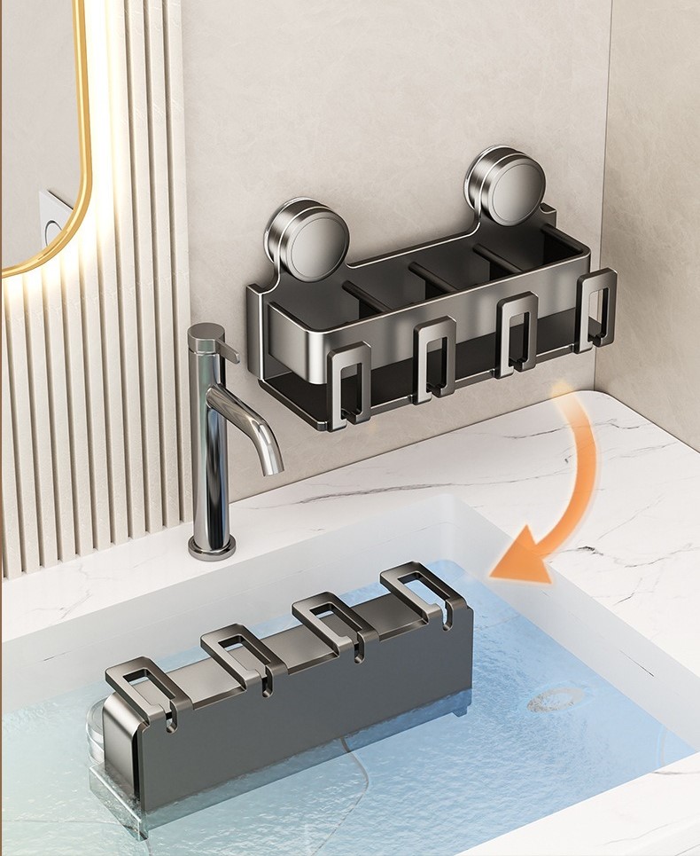 Suction cup toothbrush holder and mouthwash cup holder 54 02