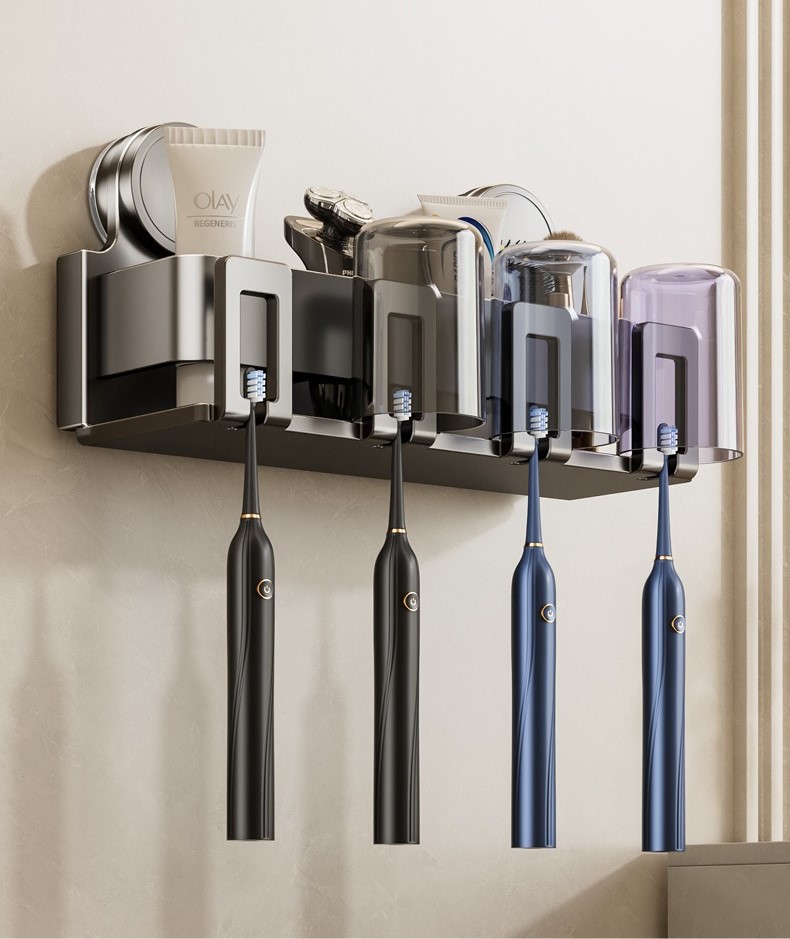 Suction cup toothbrush holder and mouthwash cup holder 54 01